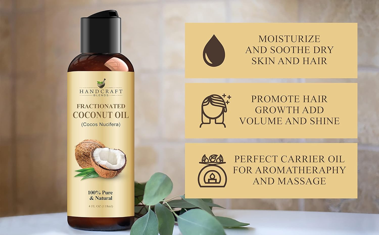 Handcraft Blends Fractionated Coconut Oil - 4 Fl Oz - 100% Pure and Natural - Premium Grade Carrier Oil for Skin and Hair - Hair and Body - Massage - Image 6