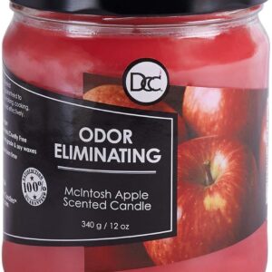 Mcintosh Apple Odor Eliminating Highly Fragranced Candle - Eliminates 95% of Pet, Smoke, Food, and Other Smells Quickly - Up to 80 Hour Burn time - 12 Ounce Premium Soy Blend