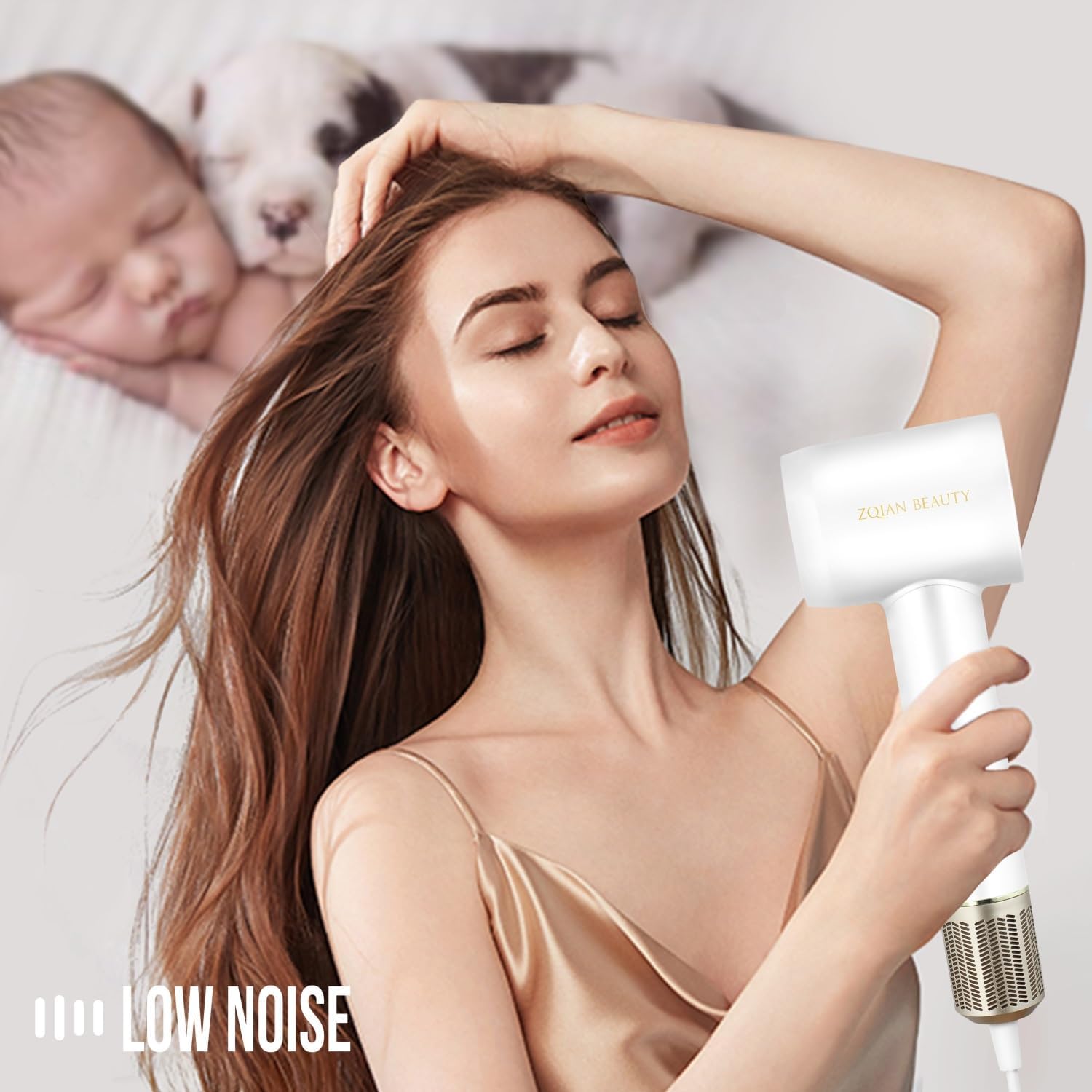 Hair Dryer, 200 Million Negative Ionic Hair Dryer, High-Speed Blow Dryer with 110,000 RPM Brushless Motor, Fast Drying Low Noise Hairdryer with Magnetic Concentrator Nozzle (White) - Image 7
