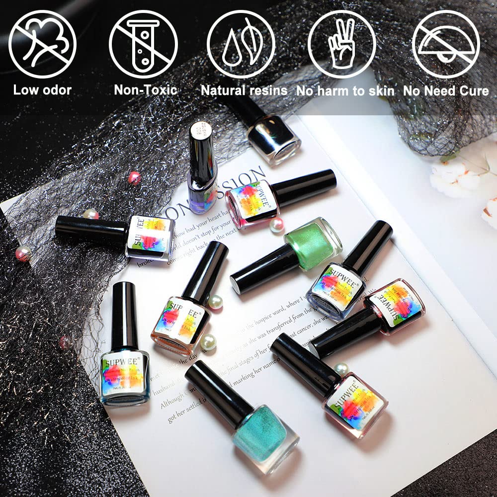 Blooming Watercolor Ink Nail Polish Marble Nail Polish Flower Blossom Nails for Spreading Marble Effect Manicure 12 Colors 7ml(0.25fl oz) - Image 5