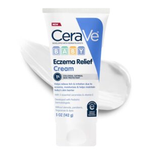 CeraVe Baby Eczema Relief Cream, 1% Colloidal Oatmeal Cream With Vitamin E & Ceramides, Soothes & Calms Itchy Skin, Developed With Pediatric Dermatologist, Fragrance Free, 5oz