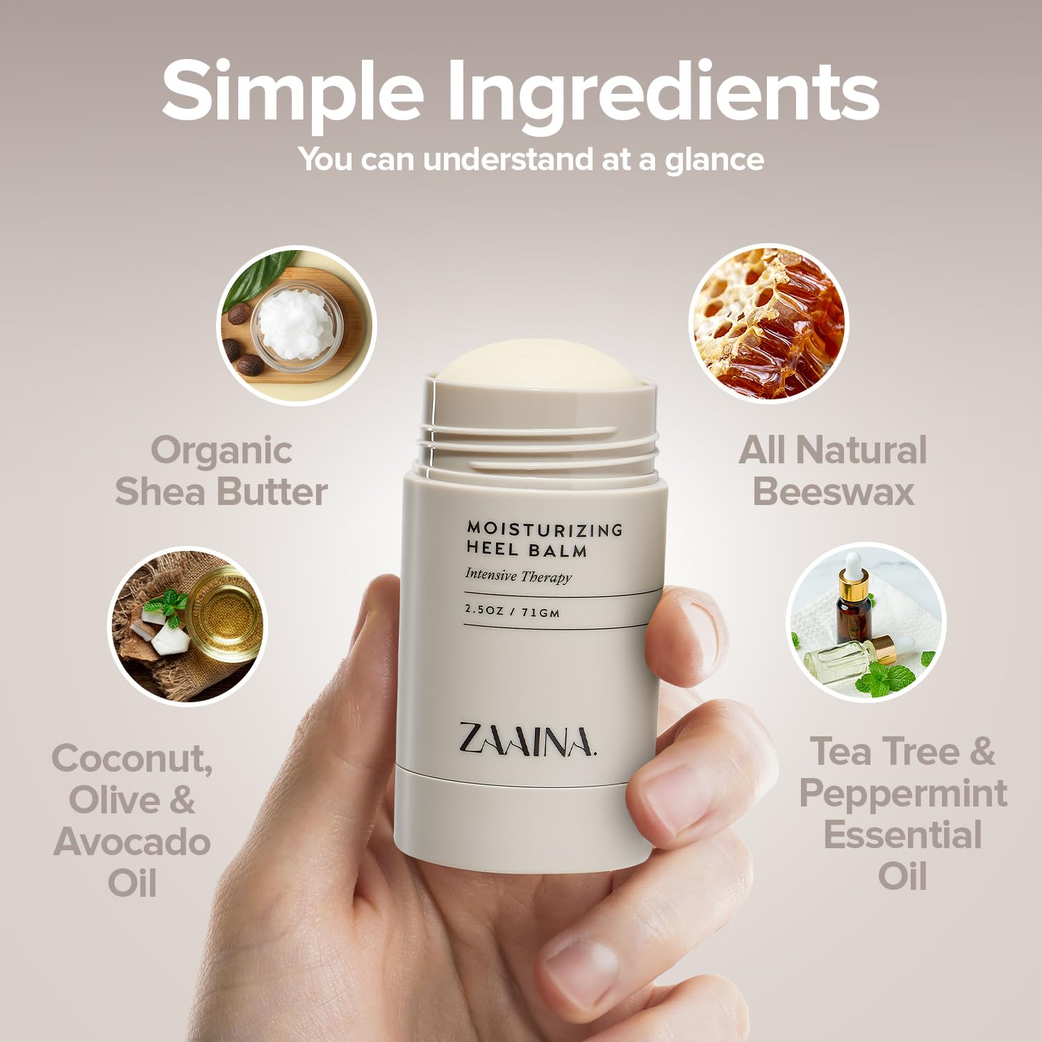 ZAAINA Intensive Heel Balm Stick 2.5 oz Moisturizing Cream for Calluses and Cracked Feet - Image 2