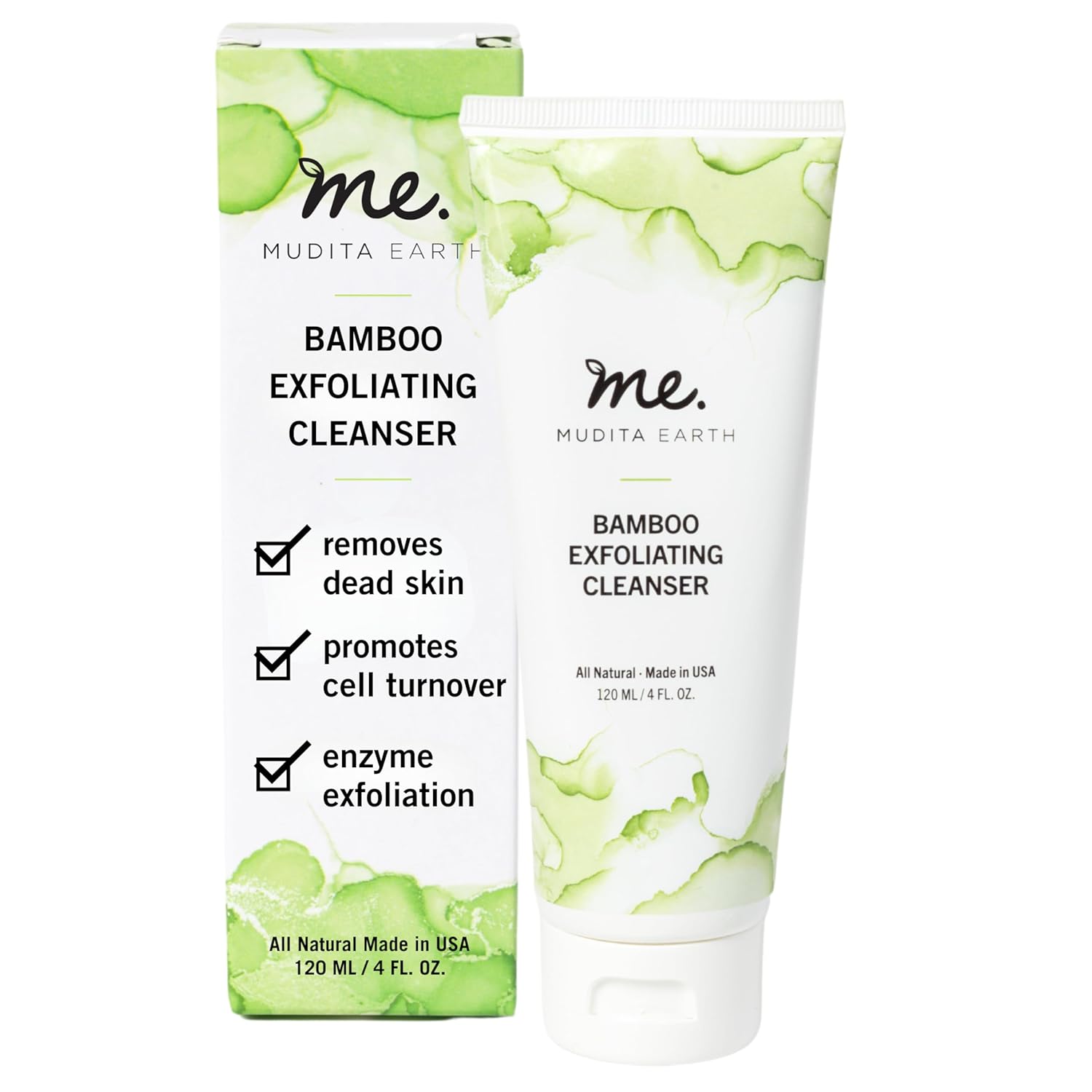 Mudita Earth Microdermabrasion Facial Scrub: for Acne and Sensitive Skin, Micro Dermabrasion, Organic Bamboo Powder Scrub with Lactic Acid