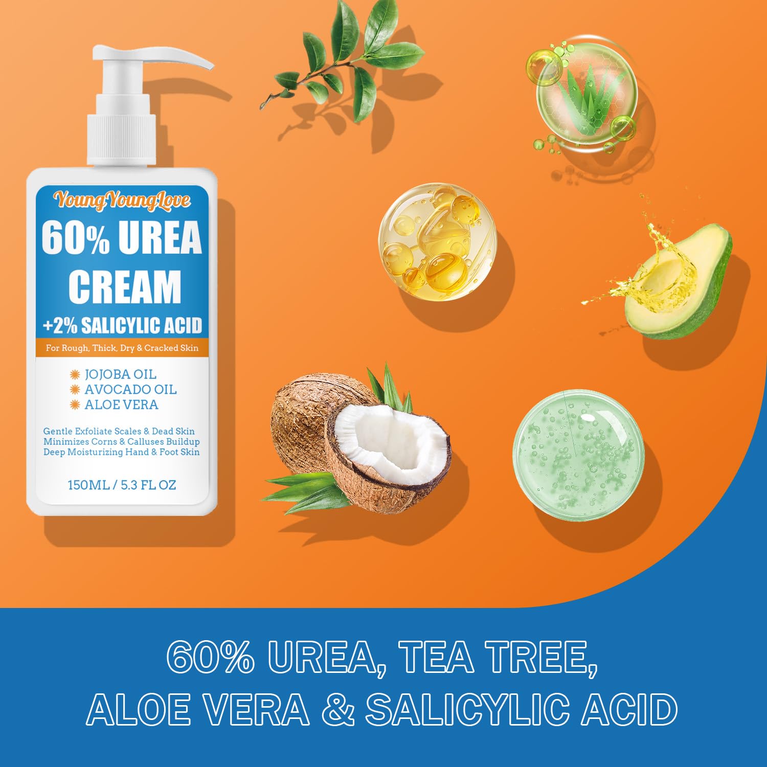 Urea 60% Foot Cream with 2% Salicylic Acid for Dry Cracked Skin, 5.3 Ounce Jar - Image 2