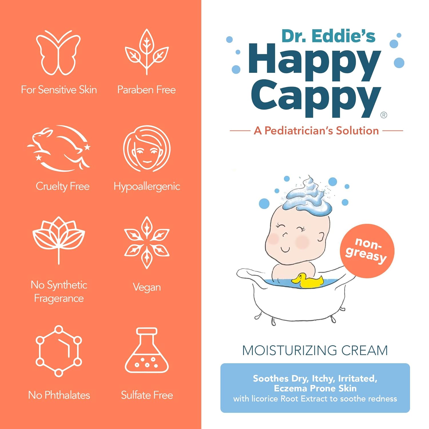 Happy Cappy Moisturizing Cream 12 oz Gentle Baby Eczema Cream for Dry Infant Skin - Image 7