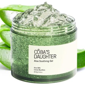 COBA'S DAUGHTER 99% Pure Aloe for Sunburn Relief & After Sun Recovery| Coconut Scented Aloe Vera Gel |Organic Aloe Vera Gel for Face & Body - Hair Hydration & Cooling Lotion (10.6 oz)