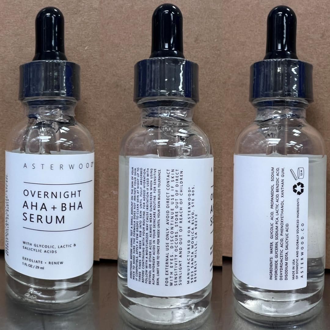 Asterwood Overnight Exfoliating Serum - AHA (Lactic Acid & Glycolic Acid) - BHA (Salicylic Acid) - Supports Improvement of Hyperpigmentation, Dark Spots - Fragrance-Free - 1 Fl Oz - Image 7