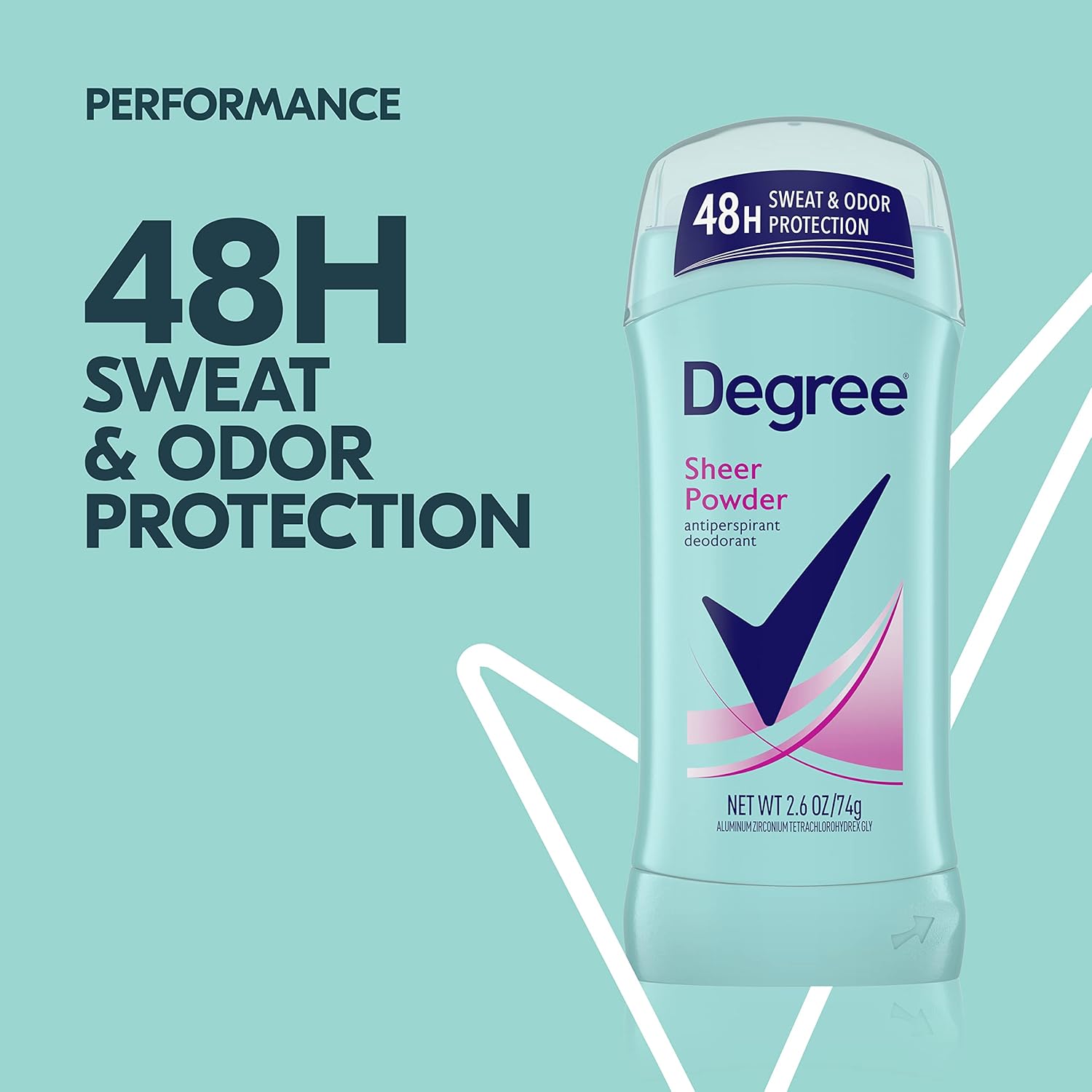 Degree Original Antiperspirant Deodorant Sheer Powder Pack of 6 48-Hour Sweat & Odor Protection Antiperspirant for Women 2.6 oz - Image 5