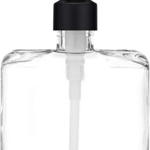 Rail19 Urban Square Recycled Glass Soap Dispenser with Metal Pump, 8.5oz (Cali Black)