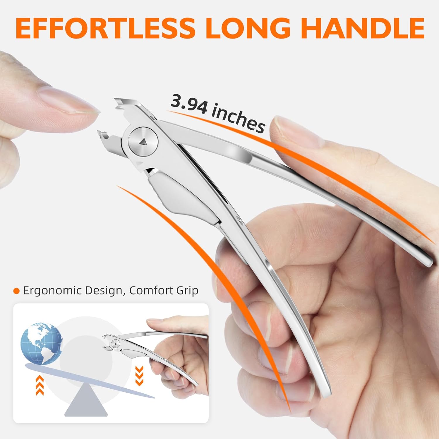 Heavy Duty Slanted Nail Clippers Large Size for Thick Ingrown Nails Seniors - Image 2