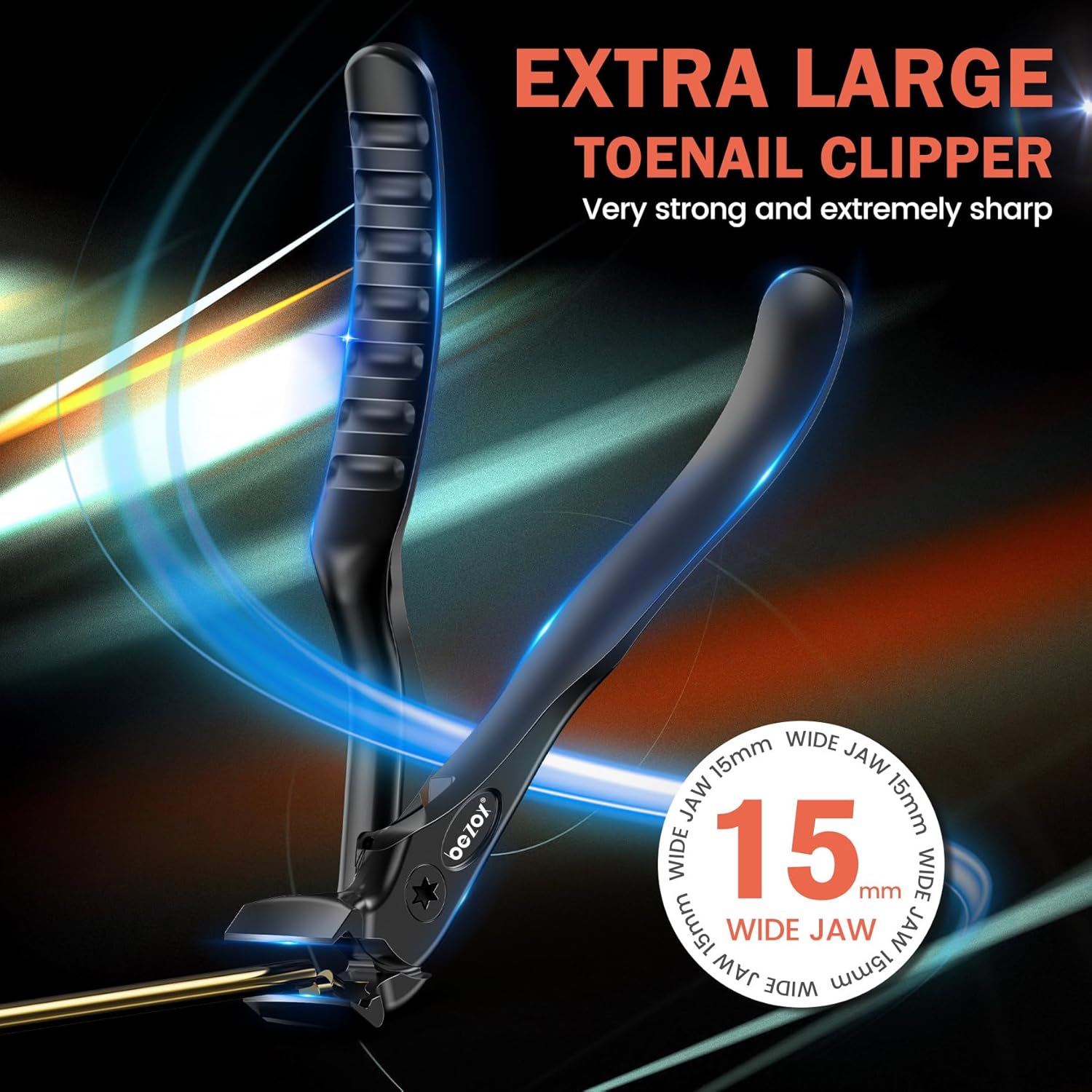 BEZOX Toenail Clippers for Seniors β Upgraded Long Handled Curved Head Toe Nail Clippers for Thick Nails for Elderly - Black - Image 3