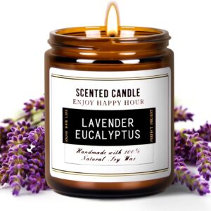 Premium Eucalyptus & Lavender Scented Candles - Soy Wax Candles | Aromatherapy Candles for Stress Relief, Meditation, Yoga, Relaxing, SPA | Natural Jar Candles for Home Men Women Office