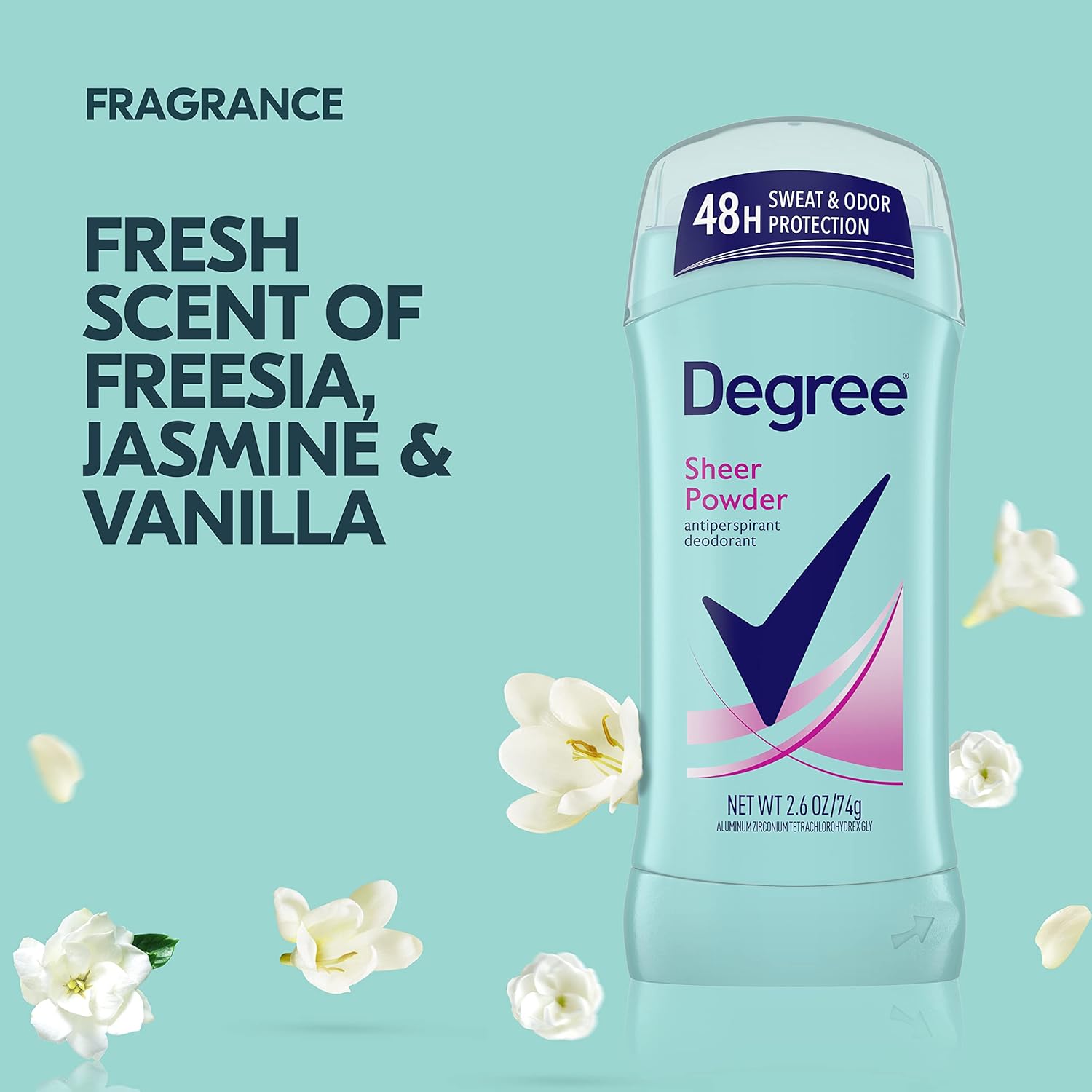 Degree Original Antiperspirant Deodorant Sheer Powder Pack of 6 48-Hour Sweat & Odor Protection Antiperspirant for Women 2.6 oz - Image 4