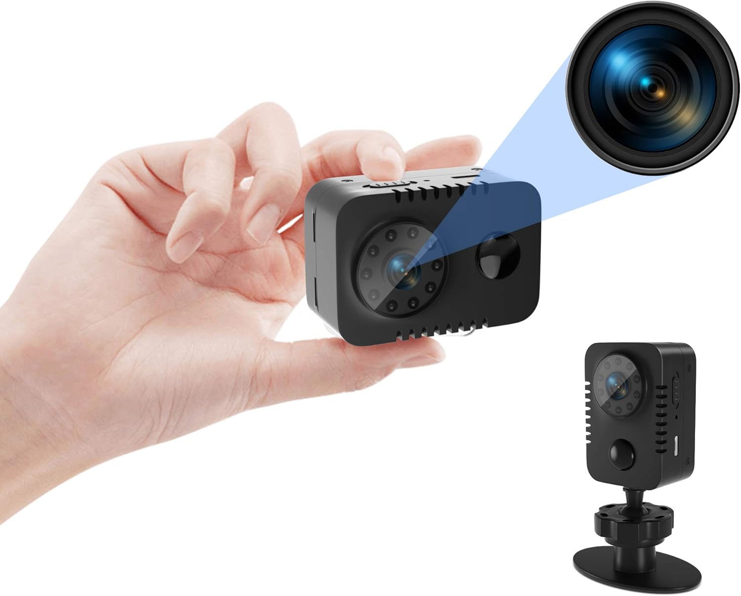 HD 1080p Mini Spy Camera with PIR Motion Detector and Night Vision Small Nanny Cams Portable Indoor Video Cameras Home Security Surveillance Cam 60 Days Standby-(No WiFi),1 pack