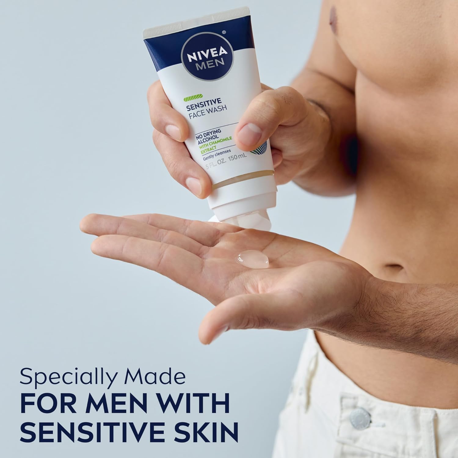 NIVEA MEN Sensitive Face Wash with Vitamin E and Chamomile Extract, No Drying Alcohol, Gentle Face Wash for Men with Sensitive Skin, 5 Fl Oz Tube - Image 6