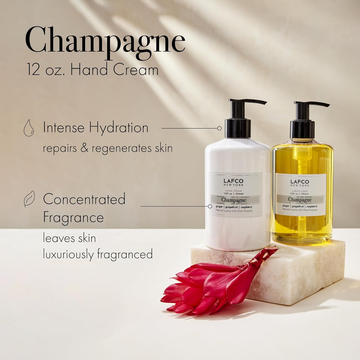 LAFCO New York Hand Cream, Champagne - 12 oz - Restores & Repairs Skin - All Skin Types - Hypoallergenic, Synthetic Free & Cruelty Free - Made in Italy - Image 2