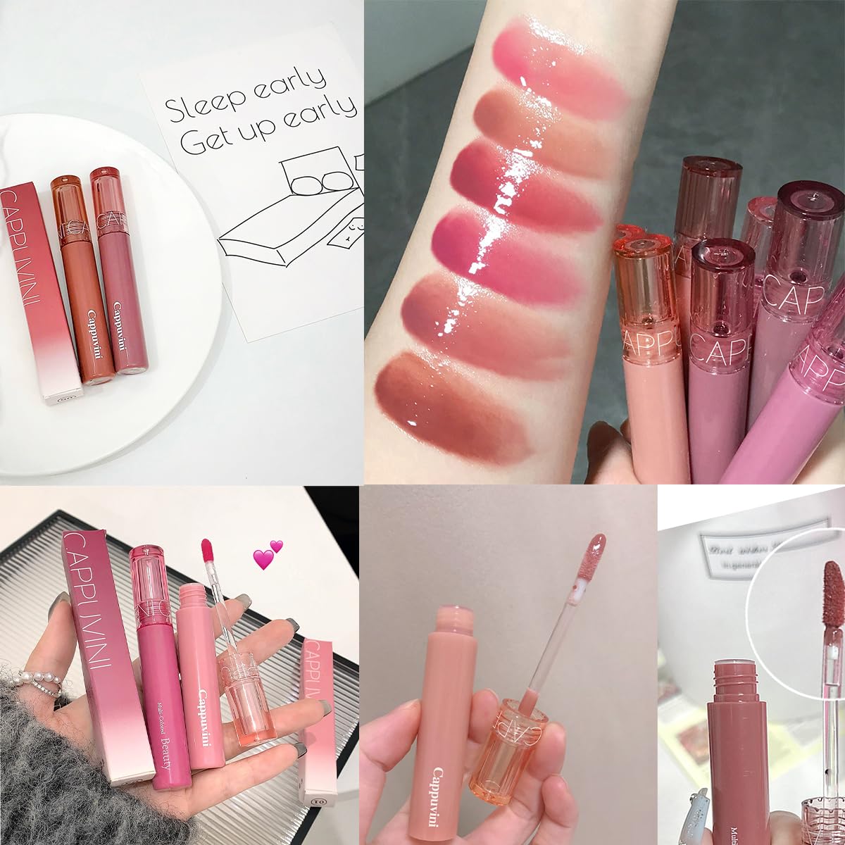 6 Colors Hydrating Plumping Lip Gloss Set,Glossy,Natural Color, Long-lasting Waterproof Moisturizing Shimmer Jelly Lip Glaze Tinted Lip Balm,Mirror Liquid Water Glow Lipstick - Image 2