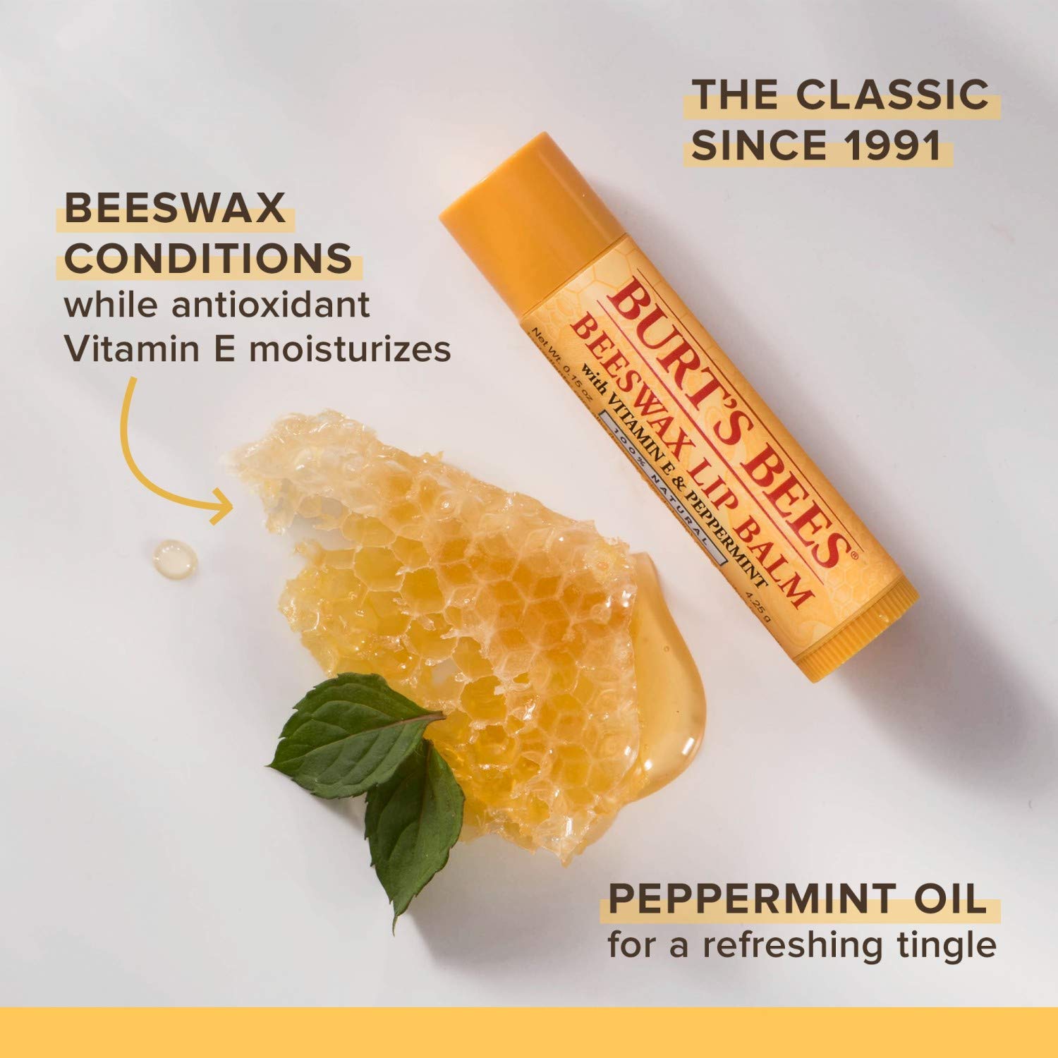 Burt's Bees 100% Natural Lip Balm Gift Set, Original Beeswax & Peppermint (4 Pack) - Image 6