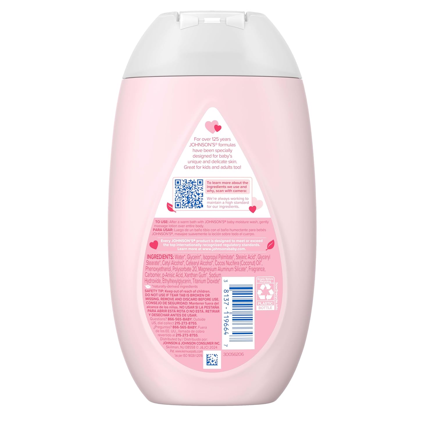 Johnson's Moisturizing Mild Pink Baby Lotion with Coconut Oil for Delicate Baby Skin, Dye-Free, Hypoallergenic & Dermatologist-Tested, Baby Skin Care, 13.6 fl. oz - Image 5