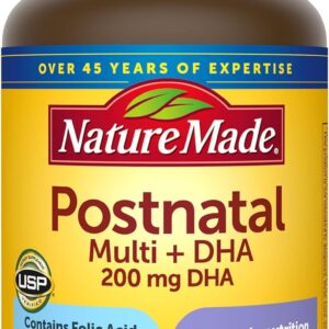 Nature Made Postnatal Multivitamin + DHA 200 mg, Postnatal Vitamins for Breastfeeding Moms & Babies, Vitamins & Nutrients Include Iron, Vitamin D3, Calcium, Iodine and More, 60 Softgels