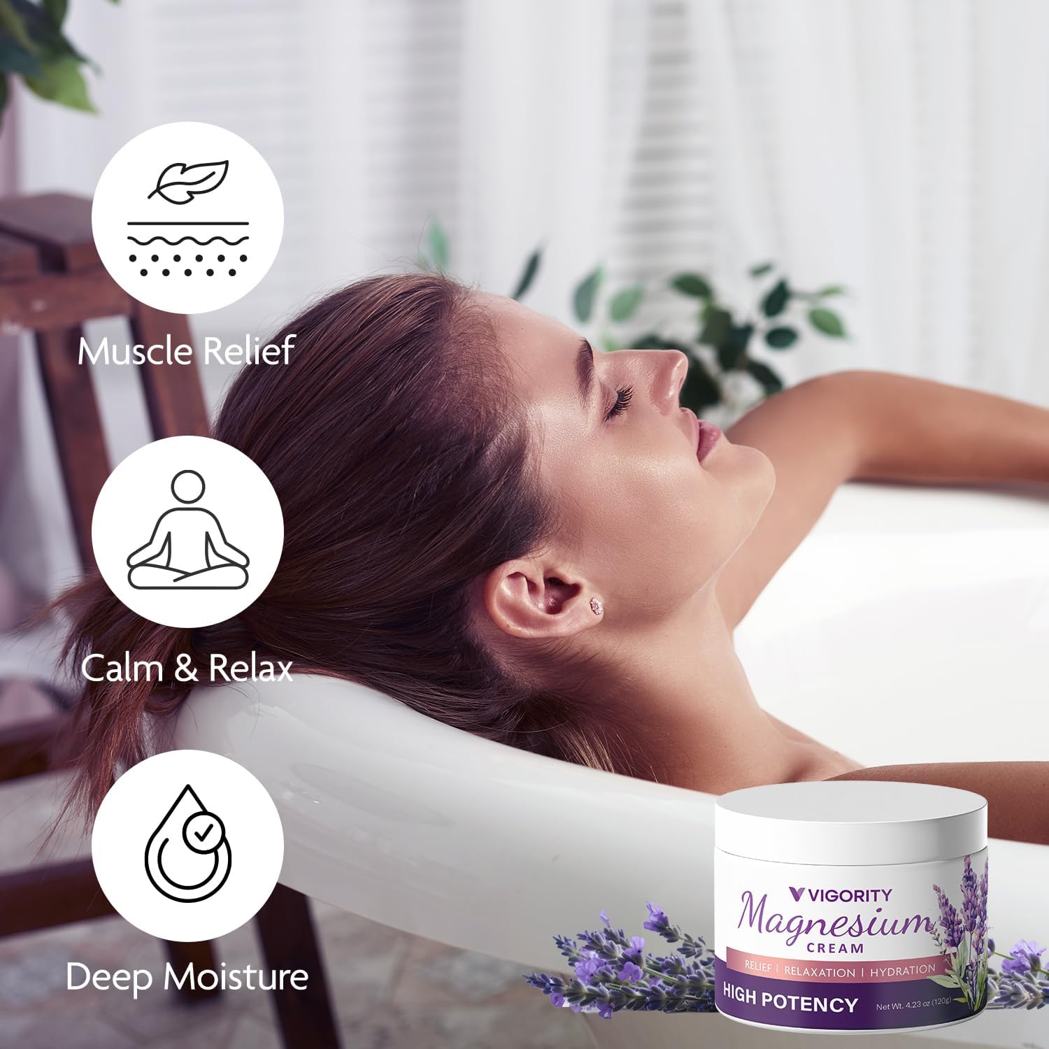 Vigority Soothing Magnesium Cream for Sleep and Leg Cramps with Lavender Shea Butter 4.23 oz - Image 4