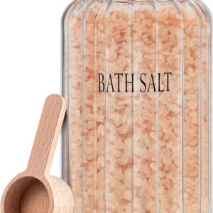 Maxdot 94 oz Large Bath Salt Container Glass Bath Salt Jar with Wooden Lid and Scoop, Storage Canister Airtight Storage Bathtub Accessories for Women Bathroom Bath Decor
