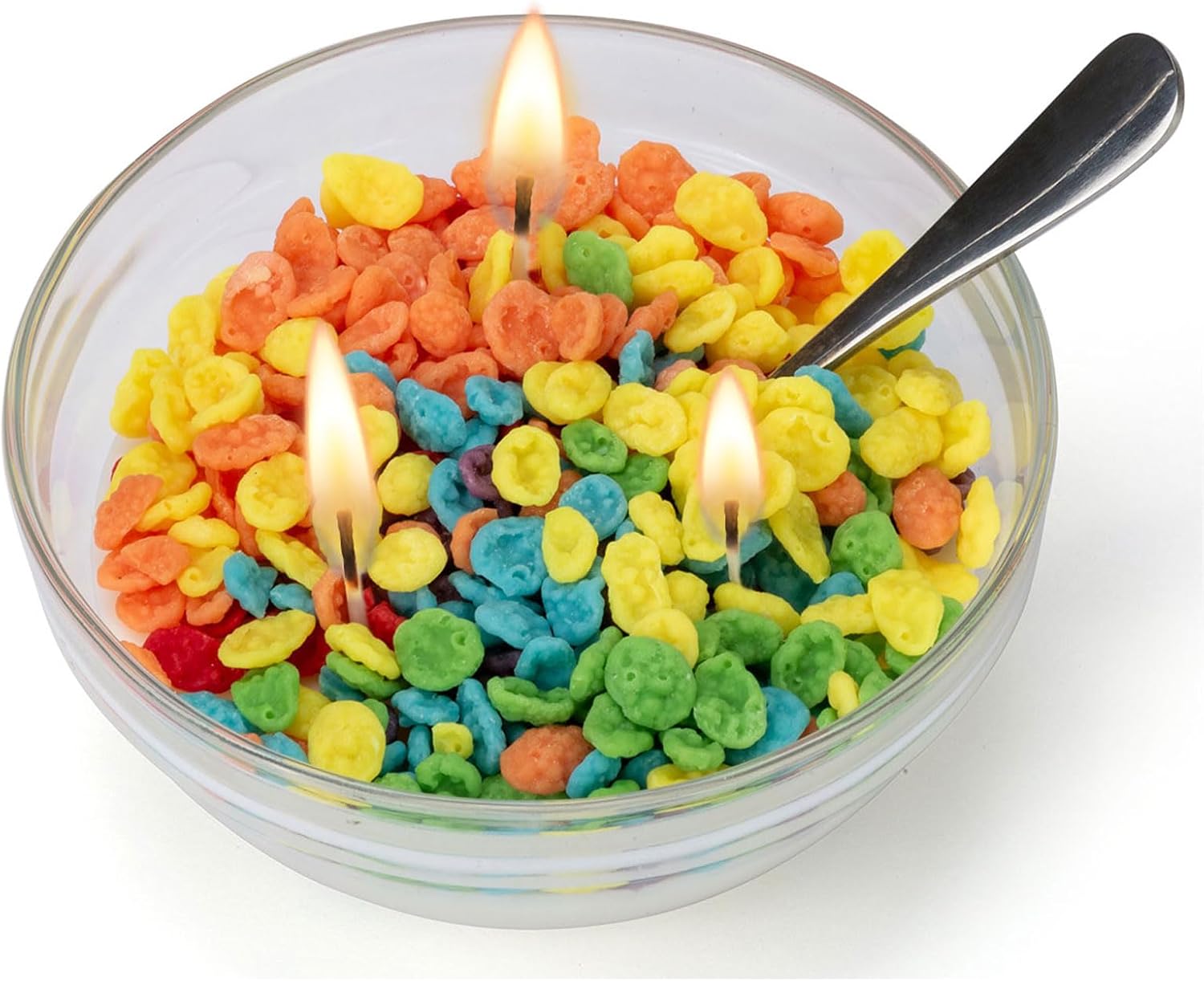 Fruity Cereal Bowl Candle with Spoon – 3 Wick Soy Wax Scented Candles, Cute Breakfast-Inspired Food Candles, Birthday Gift for Women Her, Mothers Day Gifts for Mom