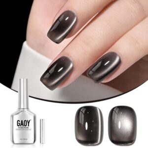 GAOY Jelly Black Cat Eye Gel Nail Polish, 16ml Glitter Holographic Nail Polish with Magnet, Reflective Translucent UV Gel, 2946 Black Pearls