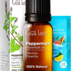 Gya Labs Peppermint Essential Oil for Diffuser & Hair - 0.34 Fl Oz - 100% Pure Natural Peppermint Mint Oil for Skin, Face, Body, Self-Care - Cooling Minty Scent for Aromatherapy & Candle Making