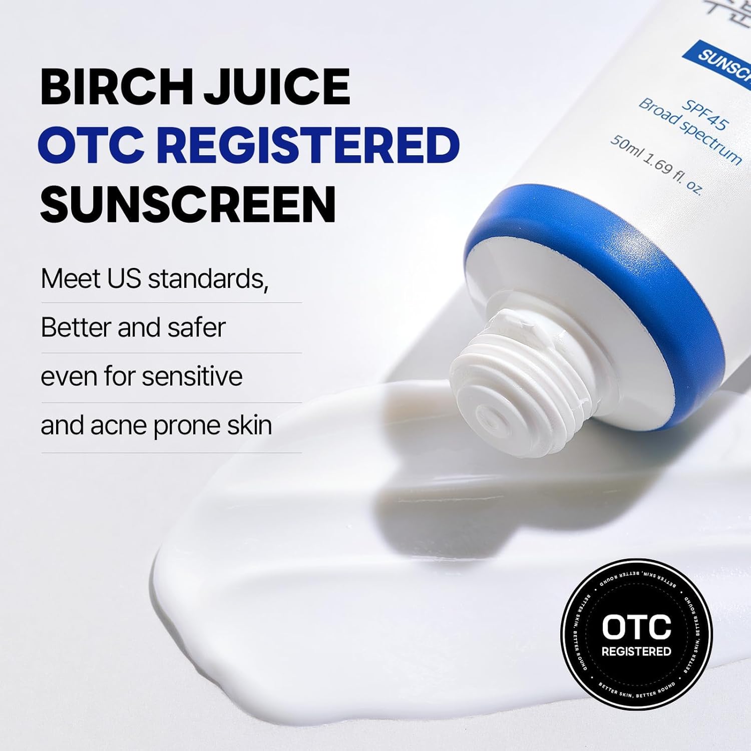 ROUND LAB Birch Juice Oil-Free Lightweight Moisturizing Sunscreen SPF 45, 1.69 Fl Oz - Image 6