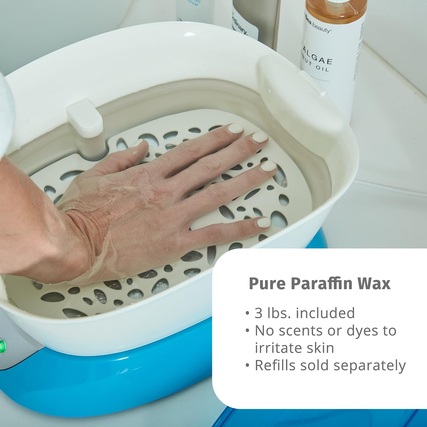 Homedics Paraffin Wax Machine for Hands - Hypoallergenic Hot Wax Hand Therapy Machine to Soothe and Moisturize Hands - Includes 3 Pounds of Wax and 20 Hand Liners - Image 3
