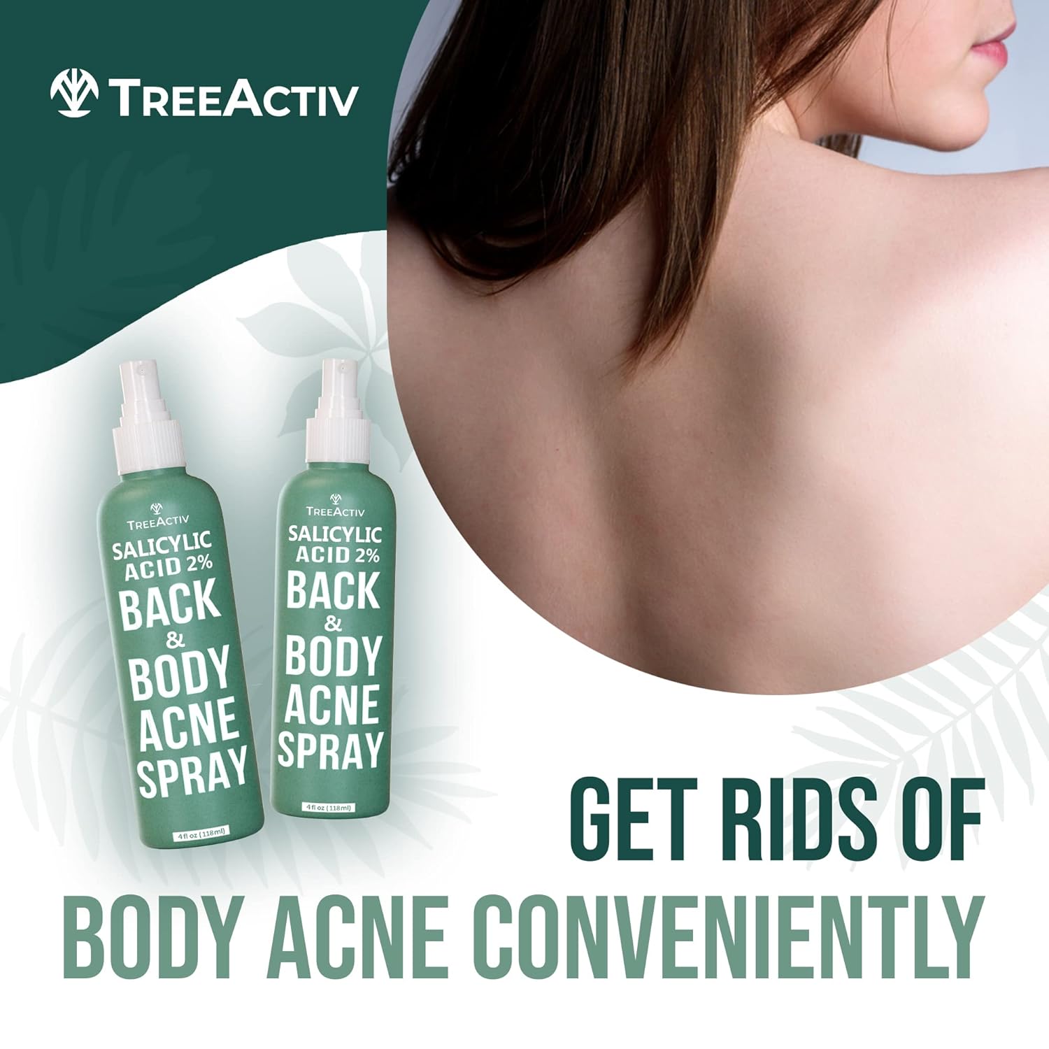 Salicylic Acid and Tea Tree Oil Back and Body Acne Spray, 4 fl oz Bottles, 2-Pack - Image 3