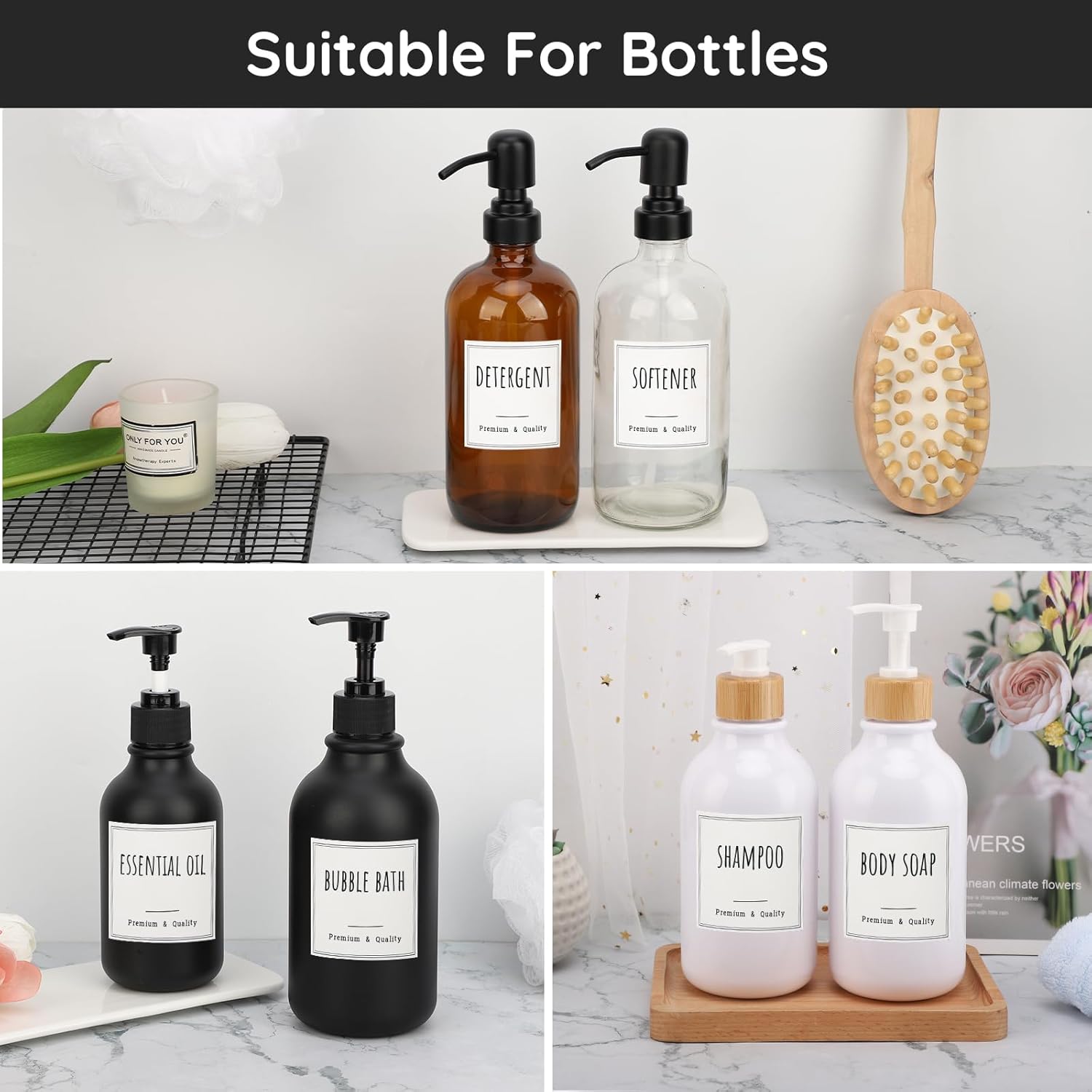 Segbeauty 18pcs Waterproof Self-Adhesive Labels for Organizing Bathroom, Soap Dispenser, Home, Laundry, Cleaning - Removable Stickers for Plastic Glass Bottles - Image 7