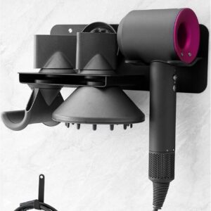 Hair Dryer Holder Wall Mount for Dyson Supersonic Airwrap Hair Dryer, Metal Blow Dryer Stand Attachments Storage for Bathroom and Salon, Black