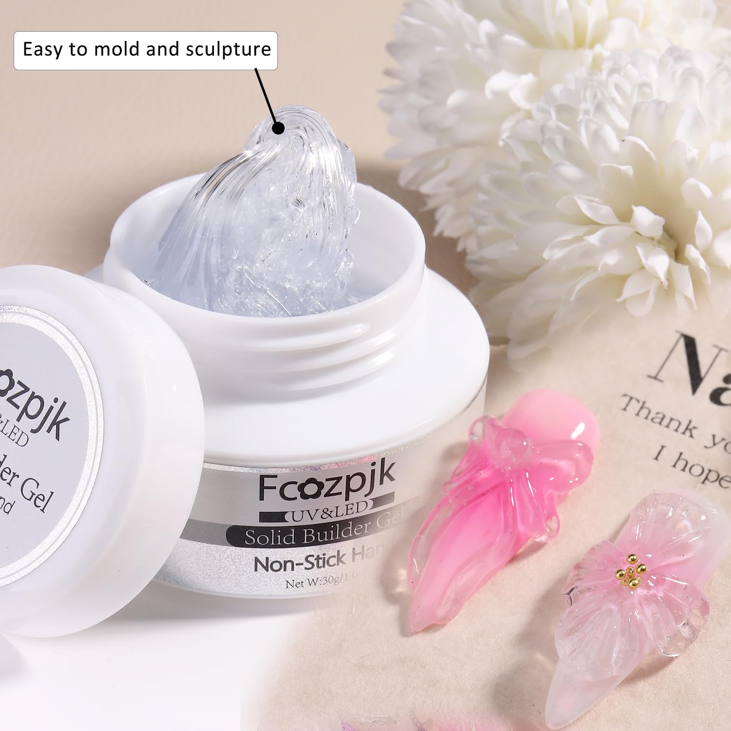 Clear Solid Builder Gel 30g for Nail Extensions and 3D Sculpture with Silicone Molds - Image 3