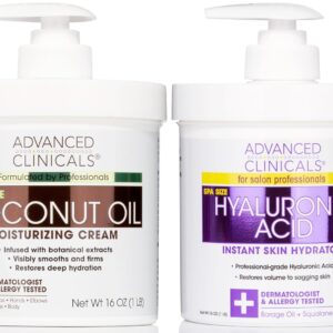 Advanced Clinicals Coconut Oil Moisturizing Cream + Hyaluronic Acid Hydrating Cream Set