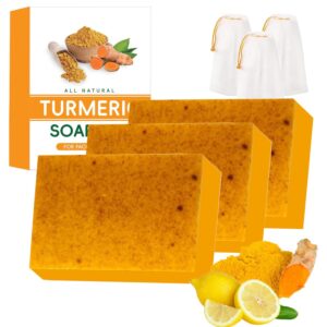 Jabon De Curcuma, Lemon Turmeric Kojic Soap, Honey Glow Turmeric Soap, for Face and Body, Moisturizing Deep Cleansing (3pcs)