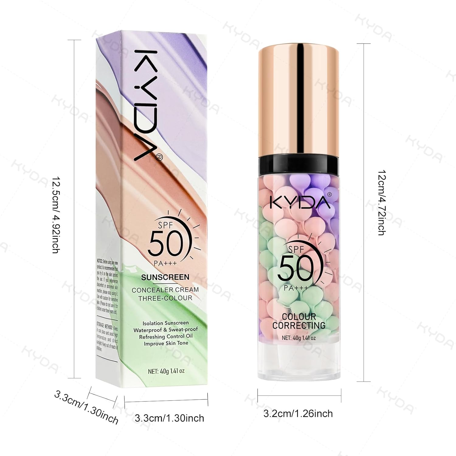 KYDA Color Correcting Facial Serum, SPF 50 PA+++, Moisturizing Makeup Primer, One Step Brightening Primer to Even Skin Tone, Oil Control Skin Corrector, Sheer Finish, Refreshing, Purple Pink Green - Image 7
