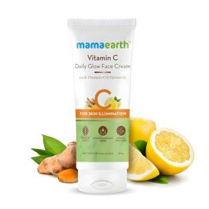 MAMAEARTH Vitamin C Daily Glow Face Cream | for Skin Illumination with Turmeric | Lightweight & Hydrating Formula | for All Skin Types | 2.82 Oz (80g)