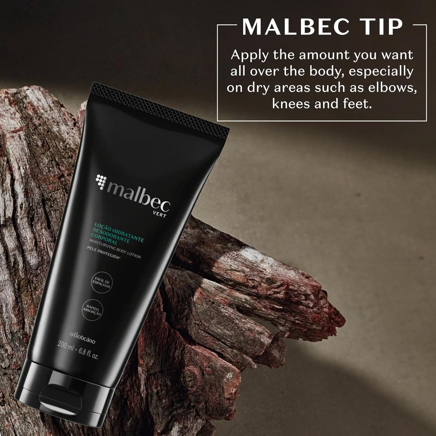Malbec Vert Moisturizing Body Lotion for Men by O Boticário, Scented Moisturizer Non-Greasy Hydrating Cream for Dry Skin, 6.8 Ounce - Image 4
