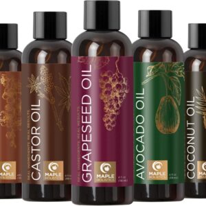 Pure Carrier Oils for Essential Oils - DIY Skin Care Set with Hair Oils Skin Oils for Body Care Moisturizers for Face and Body plus Nail Care - Anti Aging Skin Care DIY Beauty Products Carrier Oil Set
