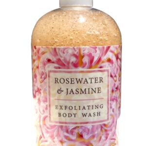 Greenwich Bay ROSEWATER JASMINE Exfoliating Body Wash for Women-Gentle Body Scrub Parabens Free -Sulphates Free-Blended with Loofah, Apricot Seed-Moisturizing Shea Butter -16 oz.