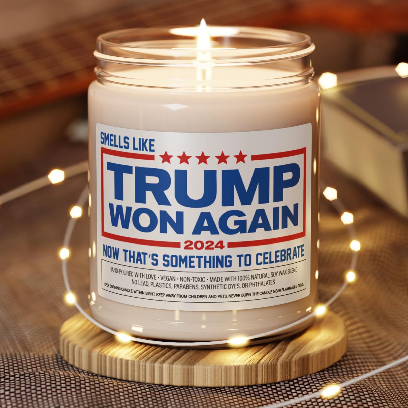 Smells Like TRUMP WON AGAIN 2024 Candle - Trump Election Gift, After Election Gift, Trump Supporter 2024 Present, Celebration Election Gift (Clean Cotton scent) - Image 2
