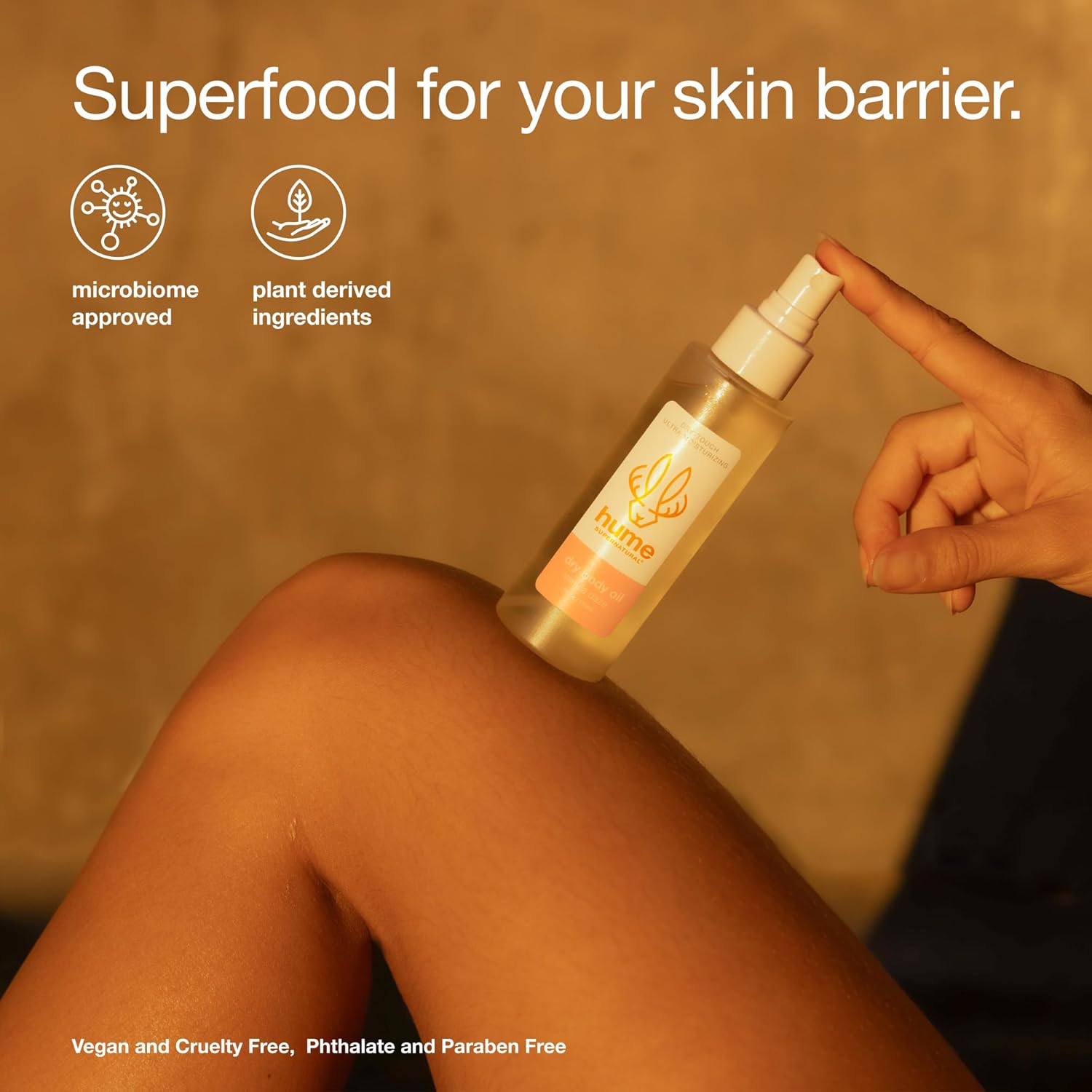 HUME SUPERNATURAL Dry Body Oil Spray - Ultra Hydrating Oil for Dry Skin, Light and Nourishing Body Oils for Women and Men, Long-Lasting Moisture (Amber Woods 1-Pack) - Image 8