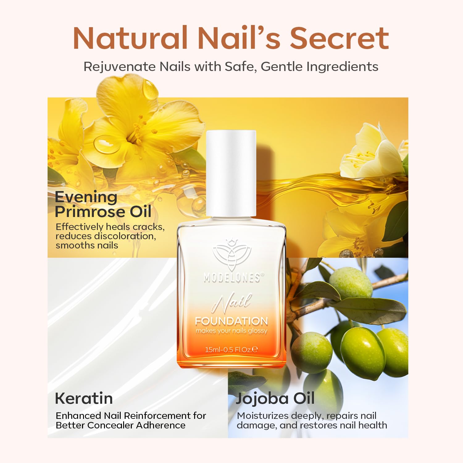Modelones 15ml Milky White Nail Strengthener and Concealer for Damaged Nails - Image 6
