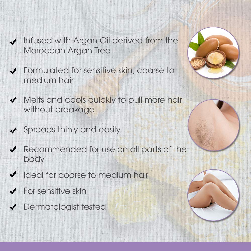 Satin Smooth Honey Hair Removal Wax with Argan Oil for Sensitive Skin 14oz - Image 4