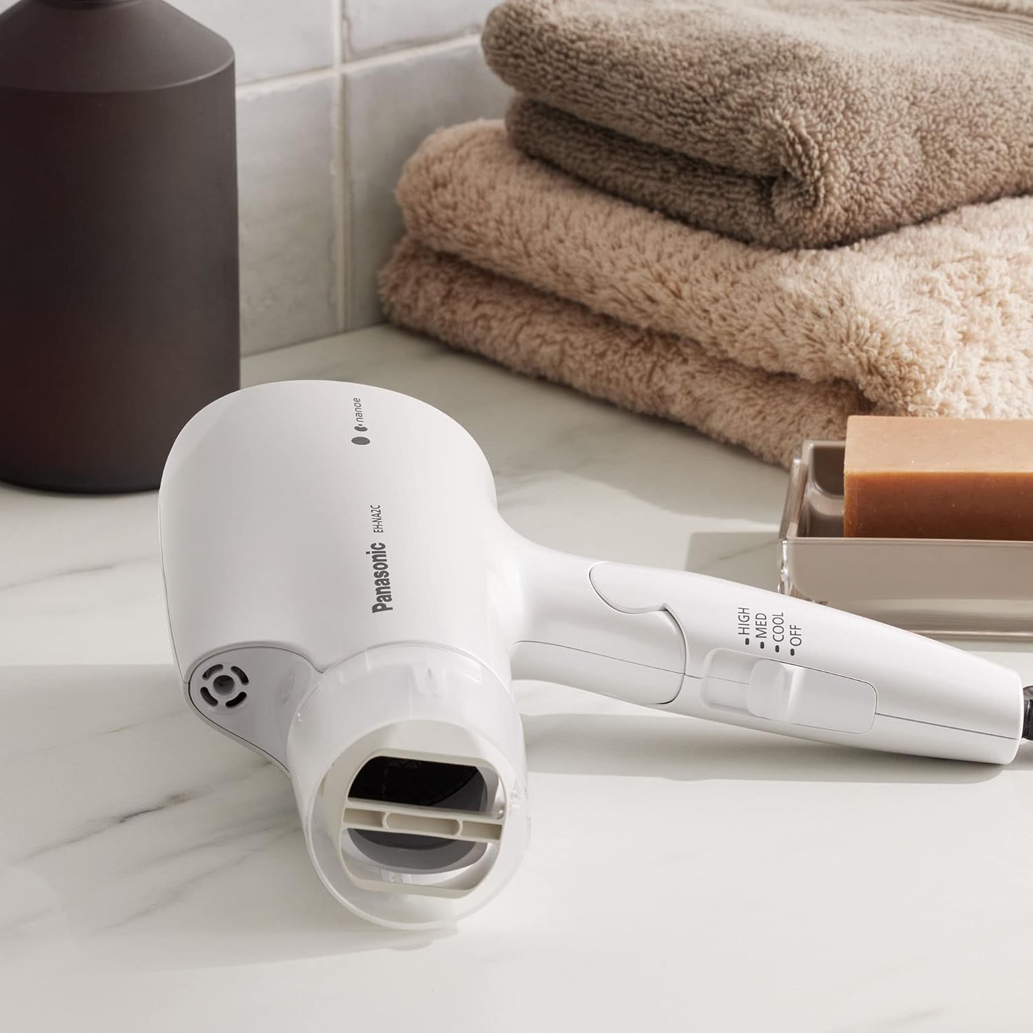 Panasonic nanoe Compact Hair Dryer with Oscillating Quick Dry Nozzle for Healthier-Looking Hair, Folding Blow Dryer for Travel and Home, 3 Airflow Settings - EH-NA2C-W (White) - Image 10