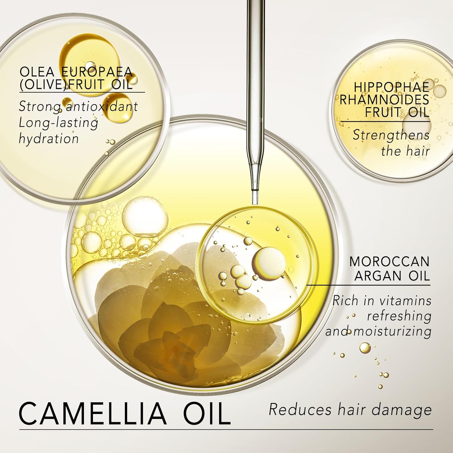 Camellia Hydrating Hair Oil Serum for Shine and Split End Repair, 100ml - Image 3