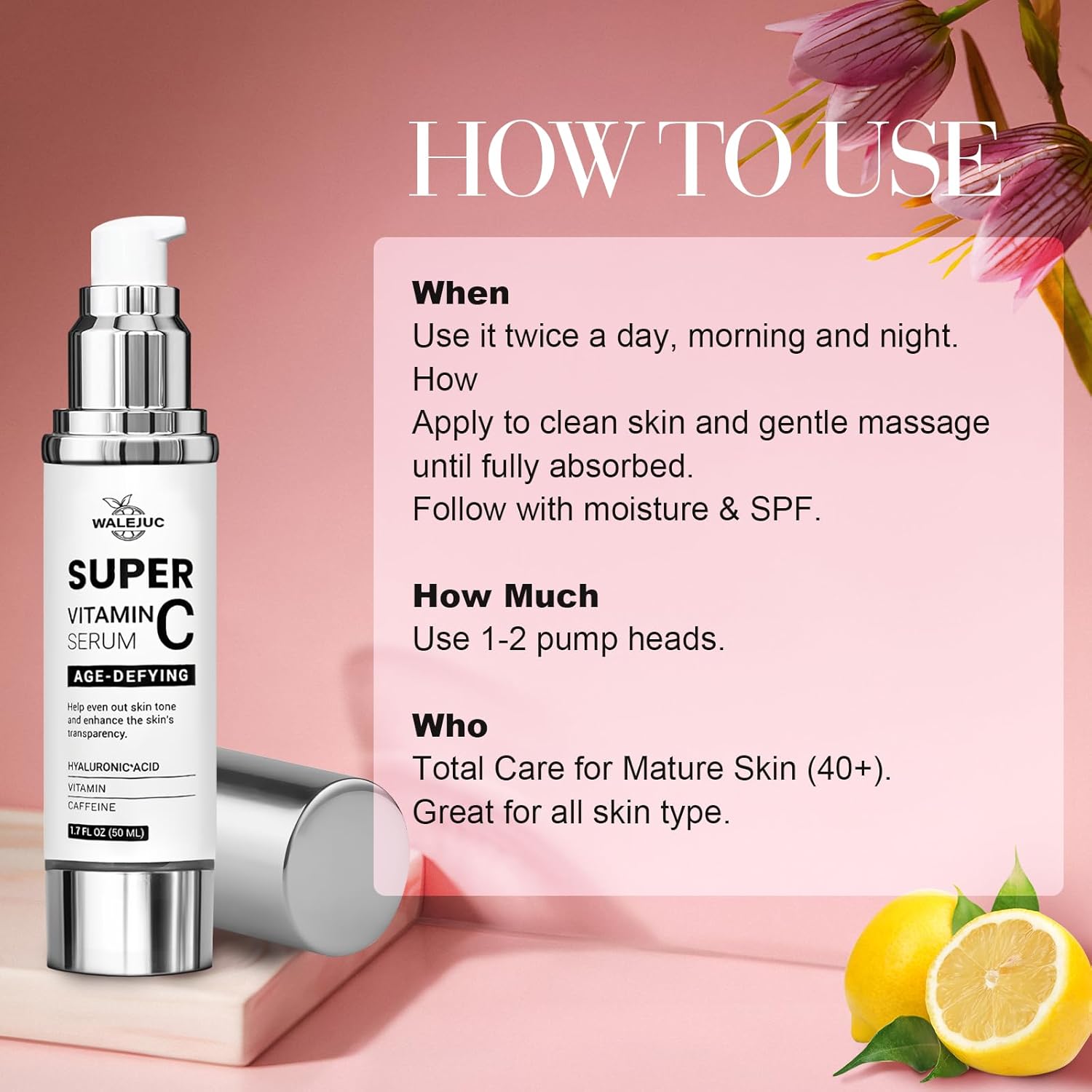 Super Vitamin C Serum for Women over 70, Wrinkle Cream for Face, Anti Aging Cream, Hydrates, Softens, Lifts and Firms Super Vitamin C Serum-50ML - Image 6