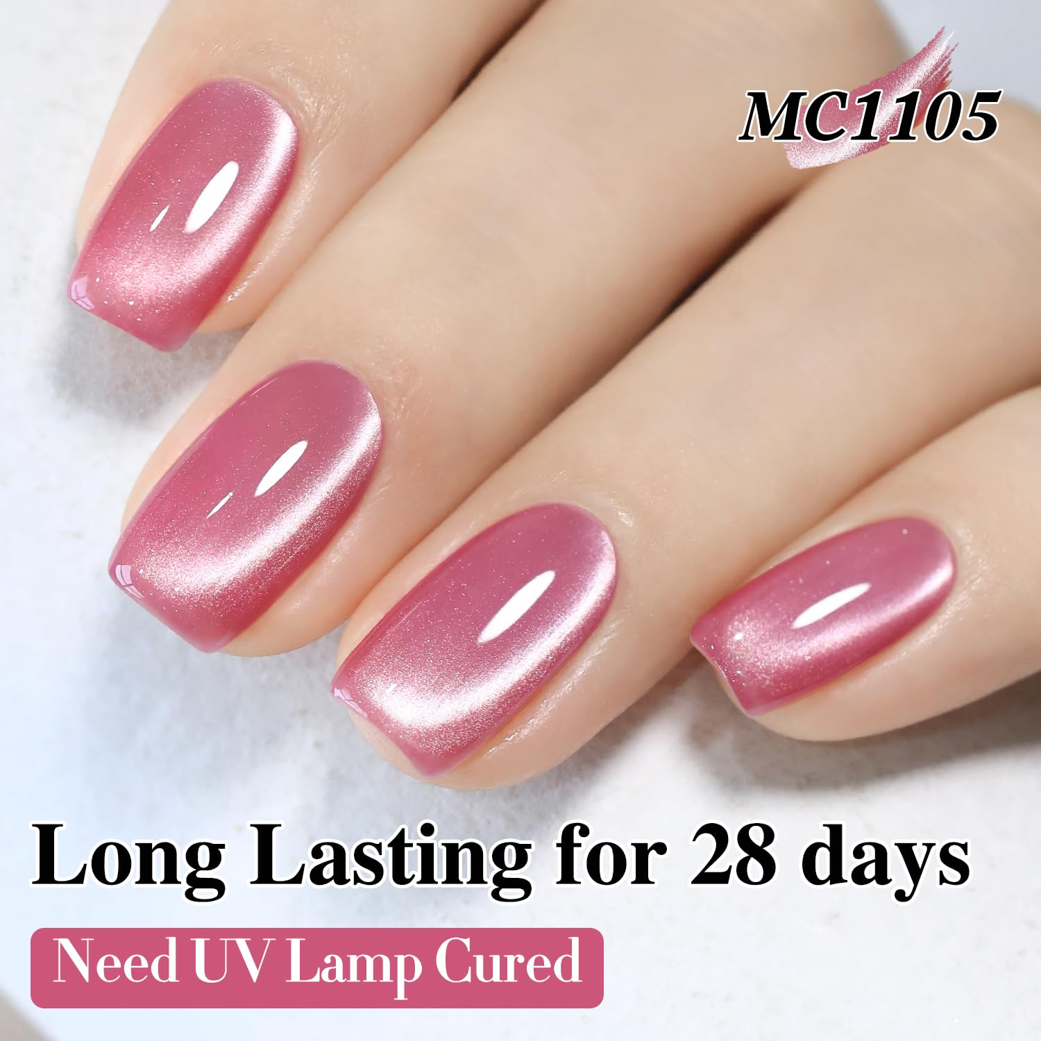 Double Rhythm Jelly Glass Cat Eye Gel Polish with Magnet 15ML Holographic Glitter Shimmer Translucent Sheer Color Magnetic Nail Polish Salon DIY at Home (Jelly Pink-MC1105) - Image 8